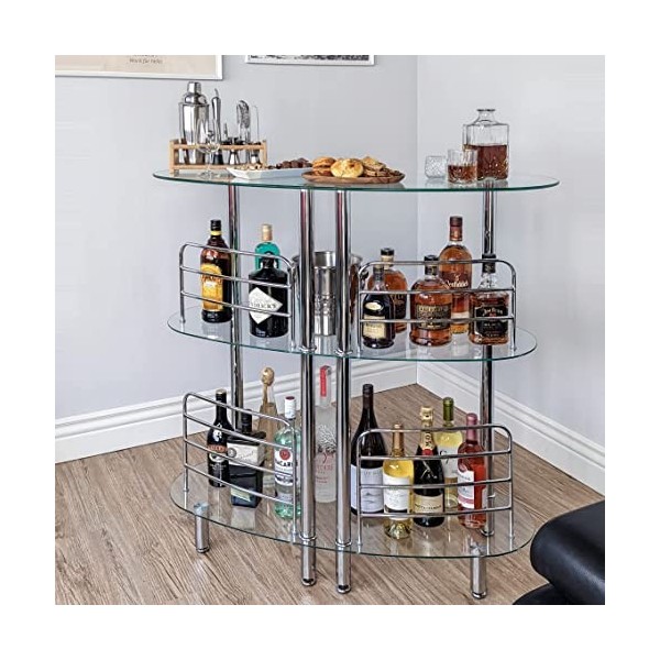 Mango Steam Moderne Table de Bar en Verre