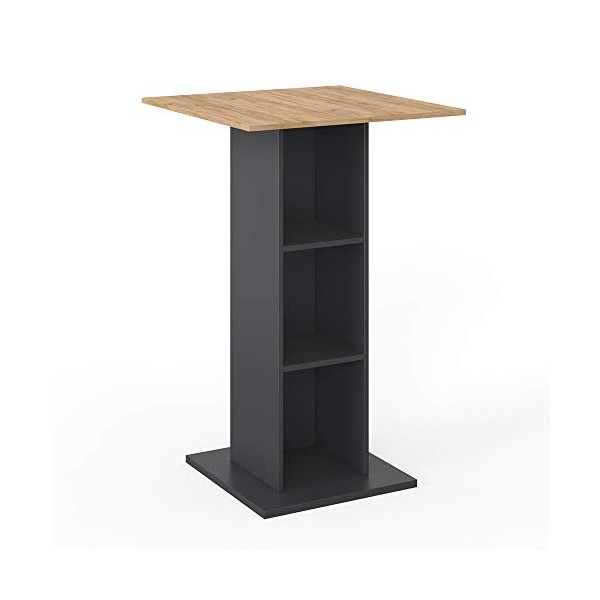 Vicco Table de Bar Rodeo, Anthracite/Chêne de Force doré, 70 x 70 cm