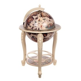 Chariot géant XXL 45001WW10, avec Colonne en Bois deucalyptus Massif, Ouvert 115 cm de Haut et 60 cm de Large, Global Maison