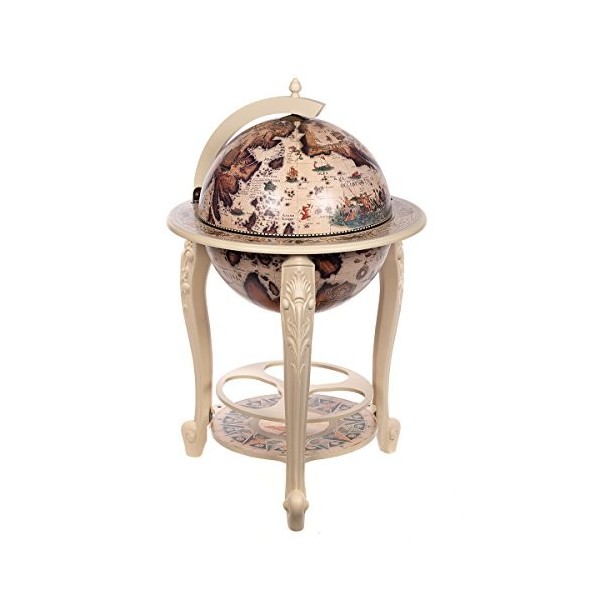 Chariot géant XXL 45001WW10, avec Colonne en Bois deucalyptus Massif, Ouvert 115 cm de Haut et 60 cm de Large, Global Maison