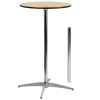 Flash Furniture pub 30RD-2 Table de Cocktail Ronde en Bois de 76,2 cm avec colonnes de 76 cm et 106 cm, Bouleau en Acier chro