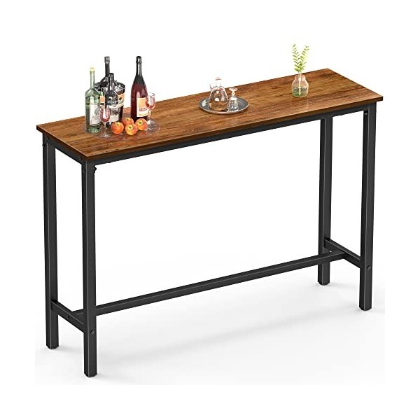 Table de Bar avec 1 Tabouret de Bar de 47" Rustique Bar Table Yellow Cheery