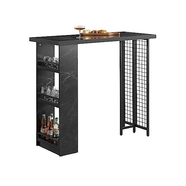 SoBuy Table de Bar Design Table Bistrot avec 3 Étagères Table Haute de Cuisine avec Surfaces de Rangement Table pour Cuisine,