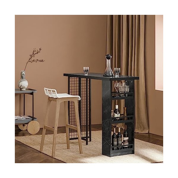 SoBuy Table de Bar Design Table Bistrot avec 3 Étagères Table Haute de Cuisine avec Surfaces de Rangement Table pour Cuisine,