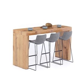 MOBILI FIVER, Table Haute Evolution 90x40, Noyer Américain, Made in Italy