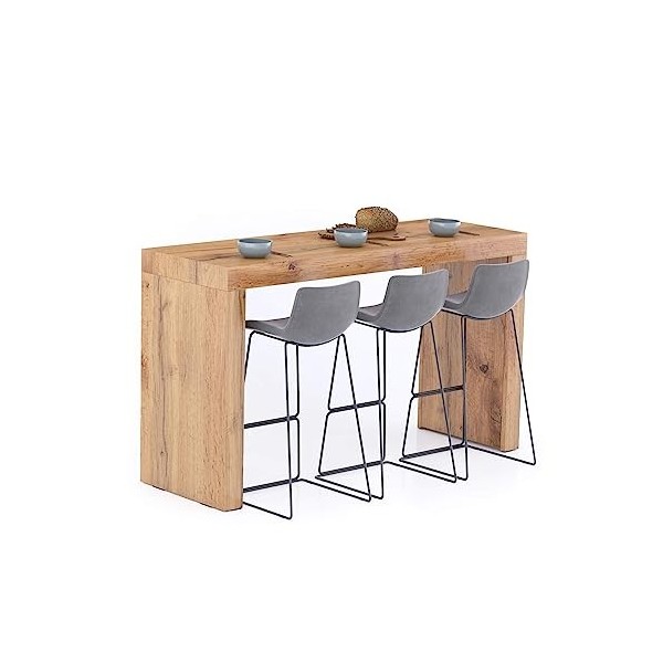 MOBILI FIVER, Table Haute Evolution 90x40, Noyer Américain, Made in Italy
