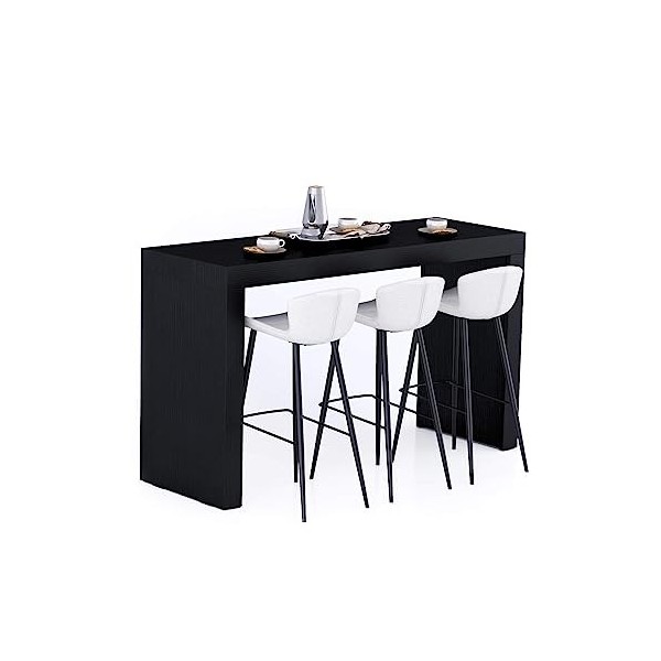 MOBILI FIVER, Table Haute Evolution 90x40, Noyer Américain, Made in Italy