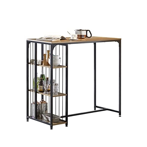 SoBuy Table Haute de Bar Mange-Debout Table à Manger Table de Bistrot avec 3 Étagères pour Bar, Cuisine, Salle à Manger, Cadr