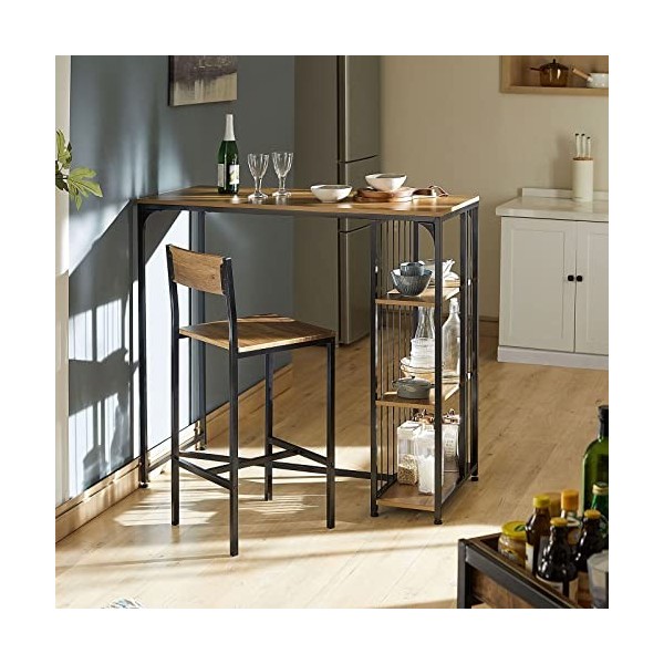 SoBuy Table Haute de Bar Mange-Debout Table à Manger Table de Bistrot avec 3 Étagères pour Bar, Cuisine, Salle à Manger, Cadr
