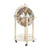 45001Grand chariot de bar, en forme de globe terrestre, avec piliers en bois deucalyptus massif, blanc ivoire, ouvert, 112 c