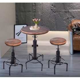 FUBIRUO Table de bar vintage industrielle 82 à 91,9 cm, table de pub, table de cuisine, salle à manger, table de bistrot en m