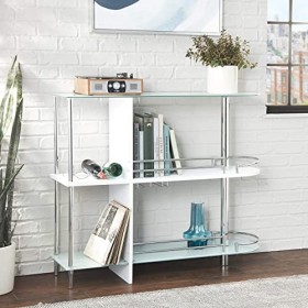 Kings Brand Furniture Table de Bar, Verre, Blanc, 15,8 in x 47,3 in x 40,8 in