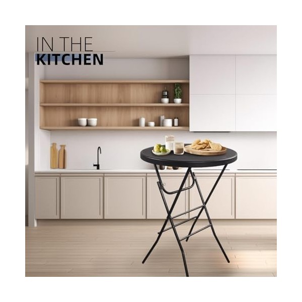 Byliable Table à cocktail pliante haute de 81,3 cm, table pliante ronde portable avec pieds amovibles, table de banquet dint