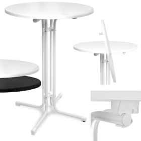 Beautissu Table Haute Pliante Ø70cm Bellini – Outdoor Table Bistrot Stable Résistante aux Intempéries Rayures, Pied Réglable 