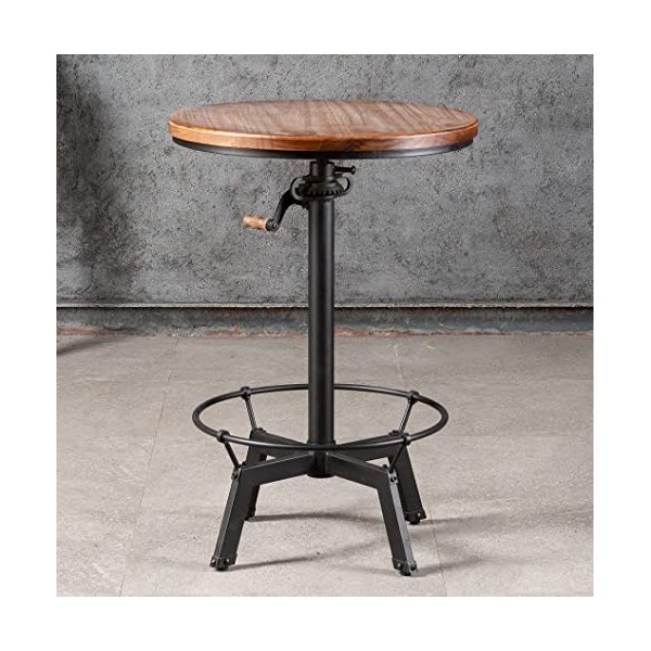 LOKKHAN Table de bar industrielle de 84 à 99,4 cm de haut, table de bar réglable en hauteur, table de bistrot, whisky, pub, 6