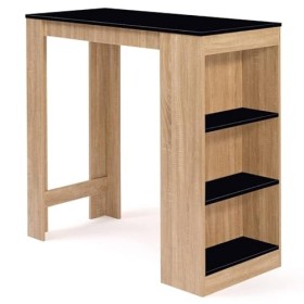 IDMarket - Table de Bar Barth 2 à 4 Personnes Bois Imitation hêtre Plateau Noir