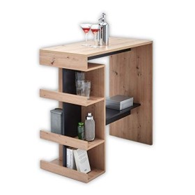 Stella Trading 83-129-V2 SMASCH Table de Bar/de bistrot/Table de bistrot en chêne/Noir env. 108 x 103 x 50 cm