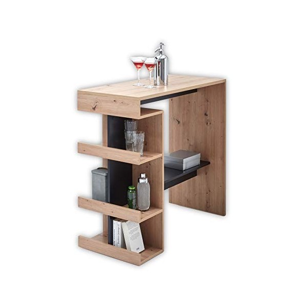 Stella Trading 83-129-V2 SMASCH Table de Bar/de bistrot/Table de bistrot en chêne/Noir env. 108 x 103 x 50 cm