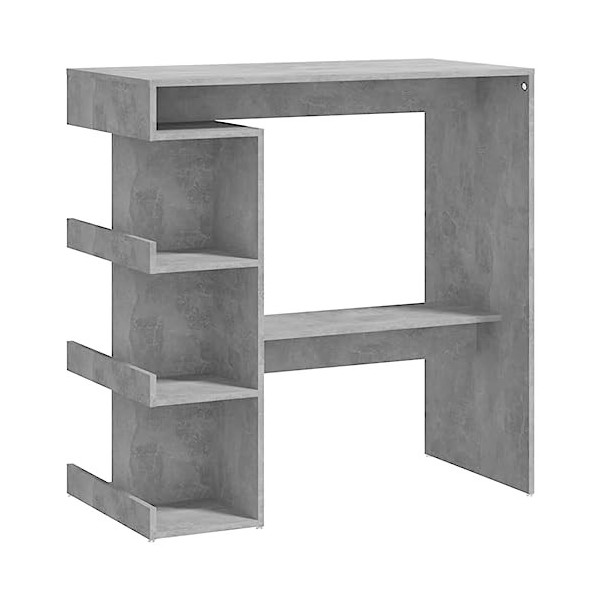 vidaXL Table de Bar avec Etagère de Rangement Table de Bistro Meuble de Cuisine Table de Salle à Manger Intérieur Gris Béton 
