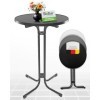 BeFair Gastro Stehtisch Klappbar Ø 70 cm Nico Bistrotisch Partytisch Rund Grau Klapptisch mit 4 Haken für Jacken oder Taschen