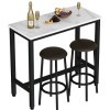 AWQM Lot de 3 tables de bar avec dessus en imitation marbre et tabourets en cuir synthétique - Table de pub avec 2 tabourets 