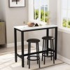 AWQM Lot de 3 tables de bar avec dessus en imitation marbre et tabourets en cuir synthétique - Table de pub avec 2 tabourets 