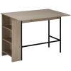 HOMCOM Table de Bar avec Rangement Table Bistrot Ilot Central Plateau latéral Rabattable et 3 étagères - 120 x 76 x 91,4 cm
