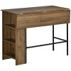 HOMCOM Table de Bar avec Rangement Table Bistrot Ilot Central Plateau latéral Rabattable et 3 étagères - 120 x 76 x 91,4 cm