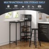 WOLTU Table de Bar, Table Haute avec 2 Tabourets Bar, Table Cuisine avec Support pour Verres à Vin, Comptoir Bar avec 3 Étagè