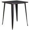 Flash Meuble 80 cm carré en métal Intérieur/Barre de Hauteur Table, Métal, Black-Antique Gold, 31.5
