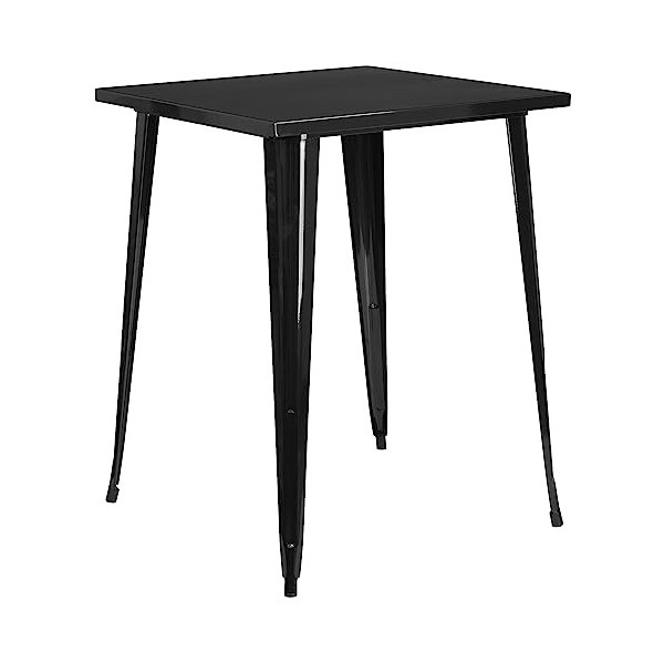 Flash Meuble 80 cm carré en métal Intérieur/Barre de Hauteur Table, Métal, Black-Antique Gold, 31.5