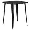 Flash Meuble 80 cm carré en métal Intérieur/Barre de Hauteur Table, Métal, Black-Antique Gold, 31.5