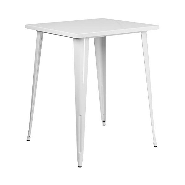 Flash Meuble 80 cm carré en métal Intérieur/Barre de Hauteur Table, Métal, Black-Antique Gold, 31.5