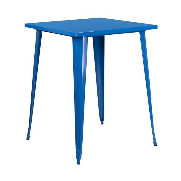 Flash Meuble 80 cm carré en métal Intérieur/Barre de Hauteur Table, Métal, Black-Antique Gold, 31.5