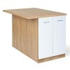 IDMarket - Ilot Central IVO 120 cm Bois façon hêtre Portes Blanches avec Plan de Travail