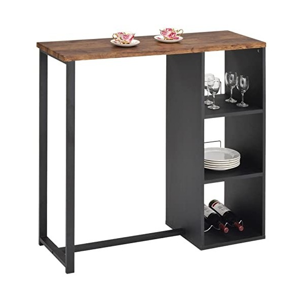 IDIMEX Table Haute de Bar PIAVA Mange-Debout comptoir avec 3 étagères Dont 1 avec Porte-Bouteilles, piètement en métal laqué 