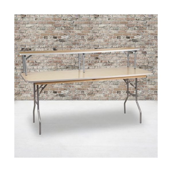 Flash Meuble 182,9 x 30,5 x 30,5 cm Bouleau Barre Top Riser avec Pieds argentés