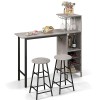 LIFEZEAL Lot Table Bar avec 2 Tabourets, Mange-Debout et Chaises avec Repose-Pieds, Table à Manger avec Porte-gobelet et 5 Ét