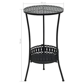 vidaXL Table de Bistro Style Vintage Ronde Métal Noir Table de Bar Cuisine
