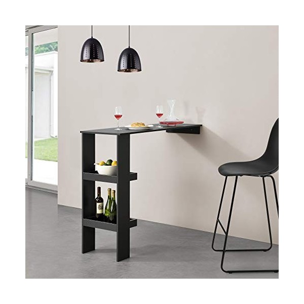 [en.casa] Table de Bar Design avec 2 Compartiments de Rangement Table Bistrot Murale Panneau de Particules Mélaminé 120 x 45 