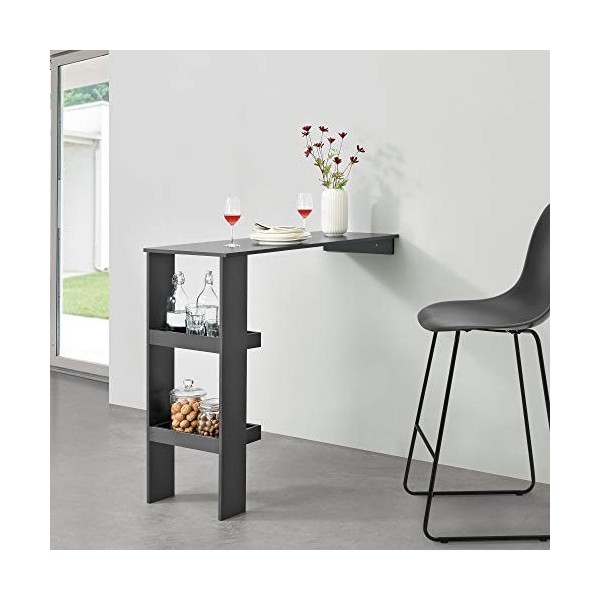 [en.casa] Table de Bar Design avec 2 Compartiments de Rangement Table Bistrot Murale Panneau de Particules Mélaminé 120 x 45 