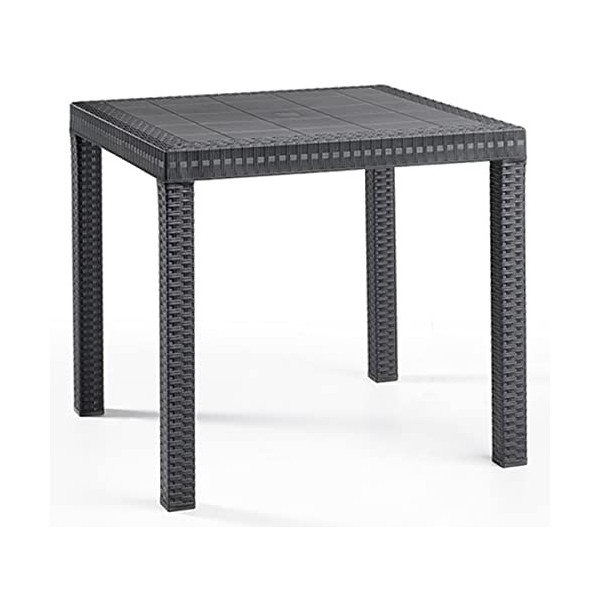 SF Savino Filipo Table basse King en résine imitation rotin Noir anthracite