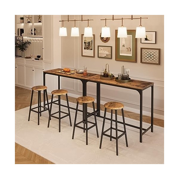 Algherohein Table de bar et chaises de 120 cm, table de pub et chaises Sef de 2, table de petit déjeuner, table de bar pour c