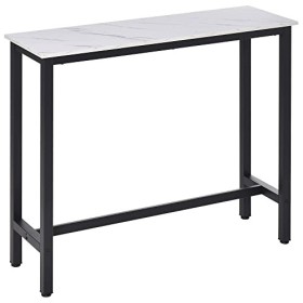 HOMCOM Table de Bar Table Haute de Cuisine Mange-Debout - dim. 120L x 40l x 100H cm - châssis piètement Acier Noir, Plateau A