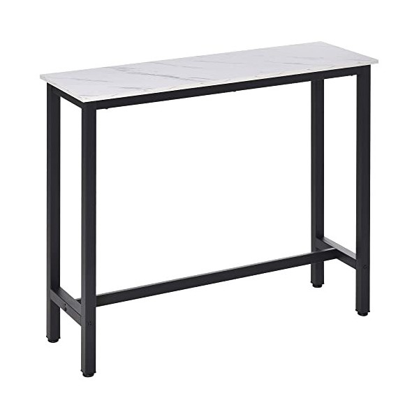 HOMCOM Table de Bar Table Haute de Cuisine Mange-Debout - dim. 120L x 40l x 100H cm - châssis piètement Acier Noir, Plateau A