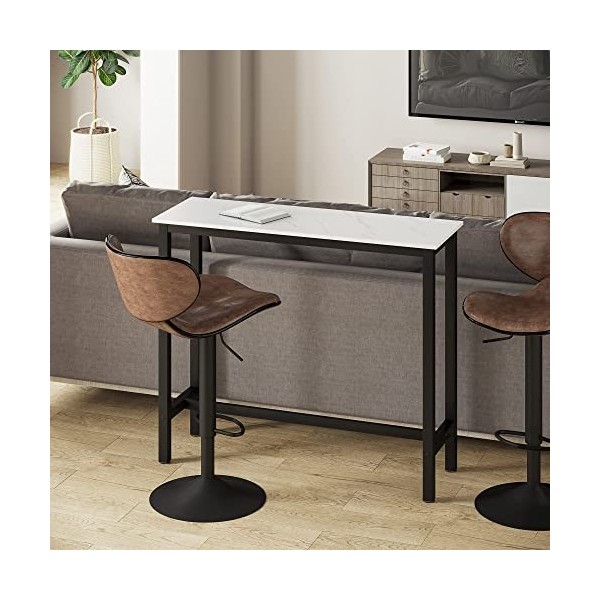 HOMCOM Table de Bar Table Haute de Cuisine Mange-Debout - dim. 120L x 40l x 100H cm - châssis piètement Acier Noir, Plateau A