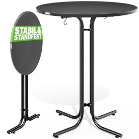 CASARIA® Table de Bar Grise Ronde Ø80 cm Pliable Haute de 110 cm Plateau de Table en MDF Mange Debout Table dappoint