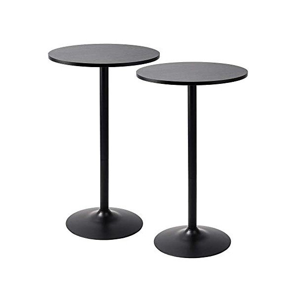 Pearington PEAR-0098 Santina Lot de 2 tables rondes de bar et de pub Noir