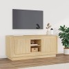Metrile Meuble TV pour TV, meuble TV, étagère en bois 100 x 35 x 55 cm, gris béton
