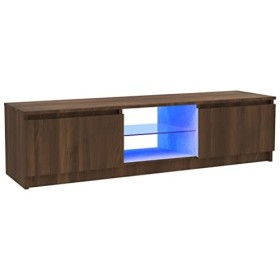 Annlera Meuble TV avec Lumières LED Colorées Chêne Marron 120x30x35,5 cm Bois dingénierie Moderne Banc TV Maison Salon Grand
